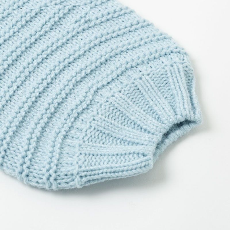 Women Knitted O-Neck Bell Sleeve Harmattan Pullover Cardigan Sweater - Baby Blue