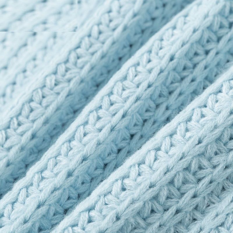 Women Knitted O-Neck Bell Sleeve Harmattan Pullover Cardigan Sweater - Baby Blue