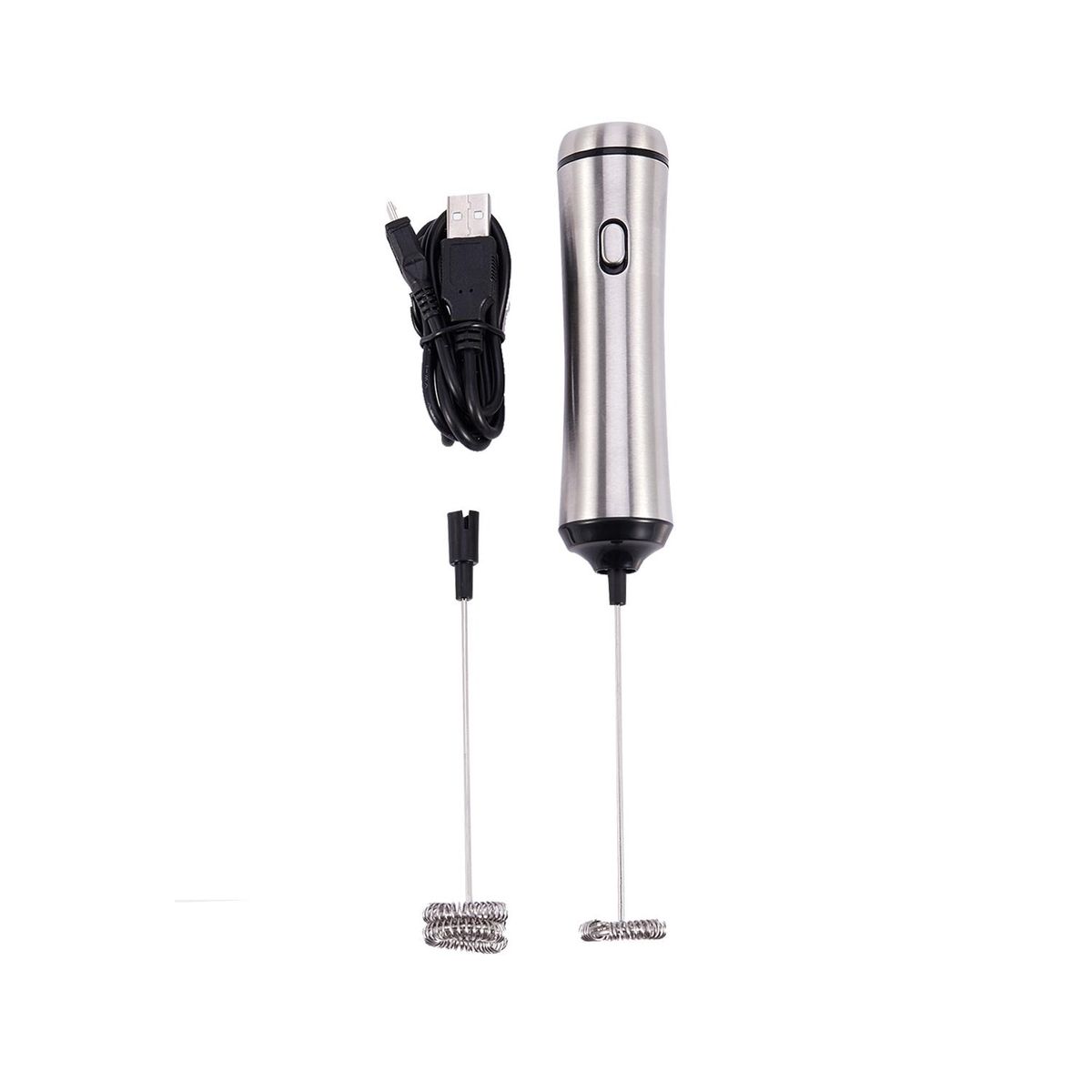 Usb Chargeable Double Spring Whisk Head Electric Stainless Steel Handheld Milk Foamer Drink Mixer Two Speeds
