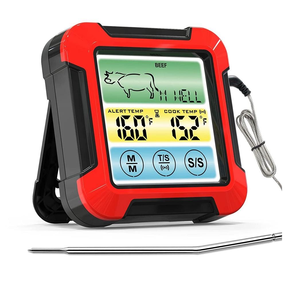 Digital Meat  for Cooking and GrillingTouchscreen BBQ Food  with Backlight and Kitchen TimerRed