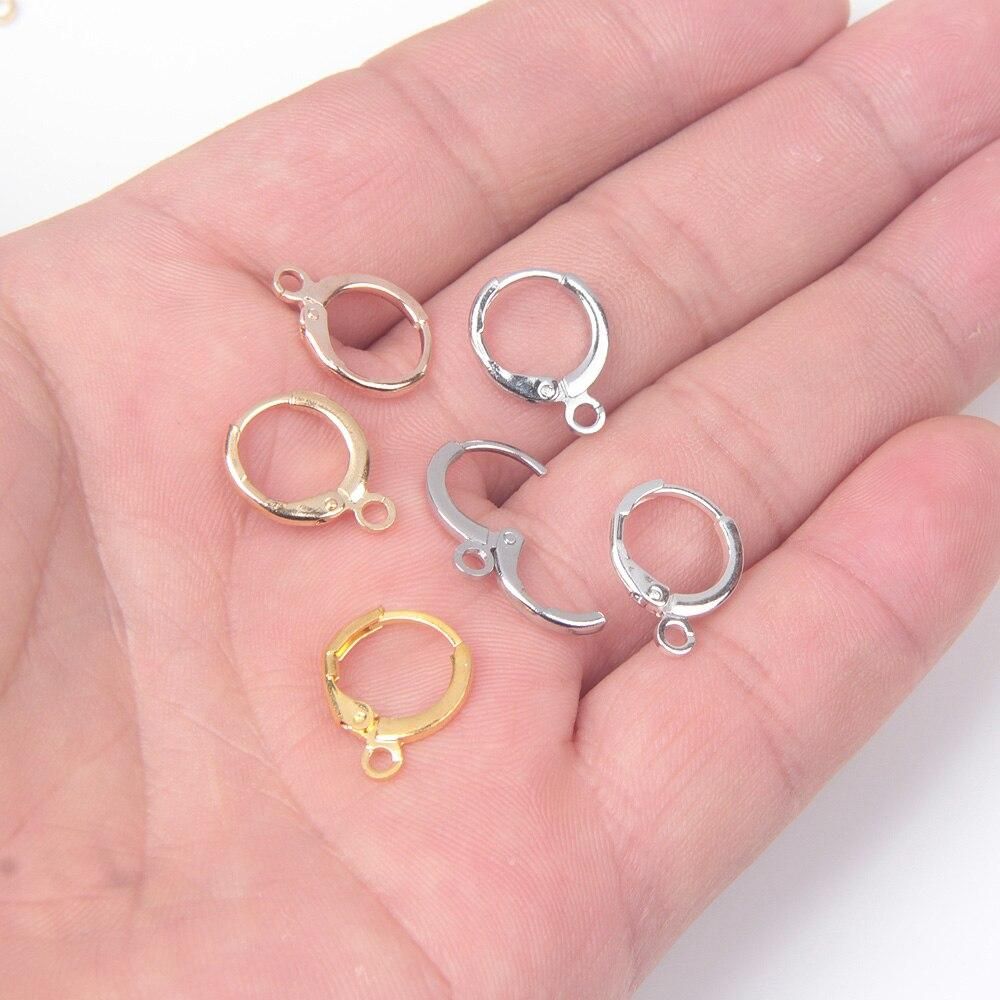 30-50pcs Copper Fashion  French Earring Hooks Wire Settings Bronze Gold Silver Plated DIY Jewelry Making Findings Accessories