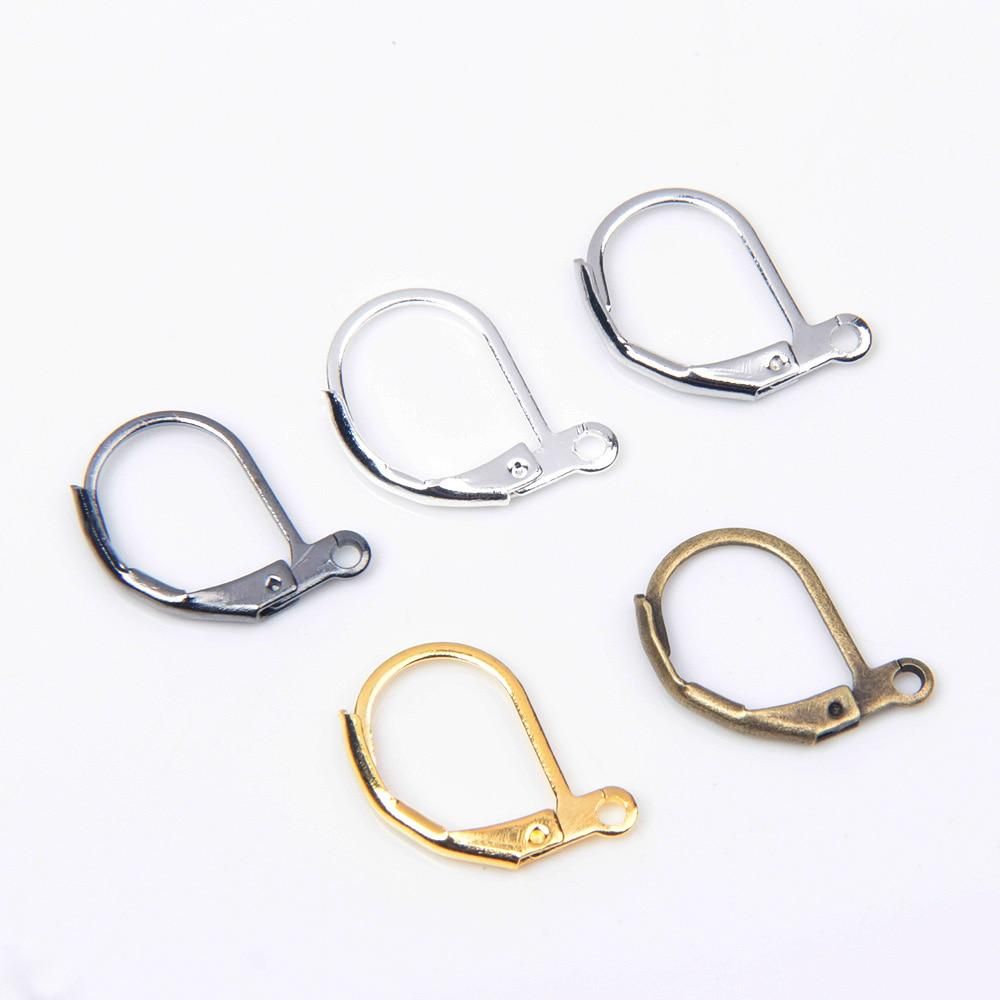 30-50pcs Copper Fashion  French Earring Hooks Wire Settings Bronze Gold Silver Plated DIY Jewelry Making Findings Accessories