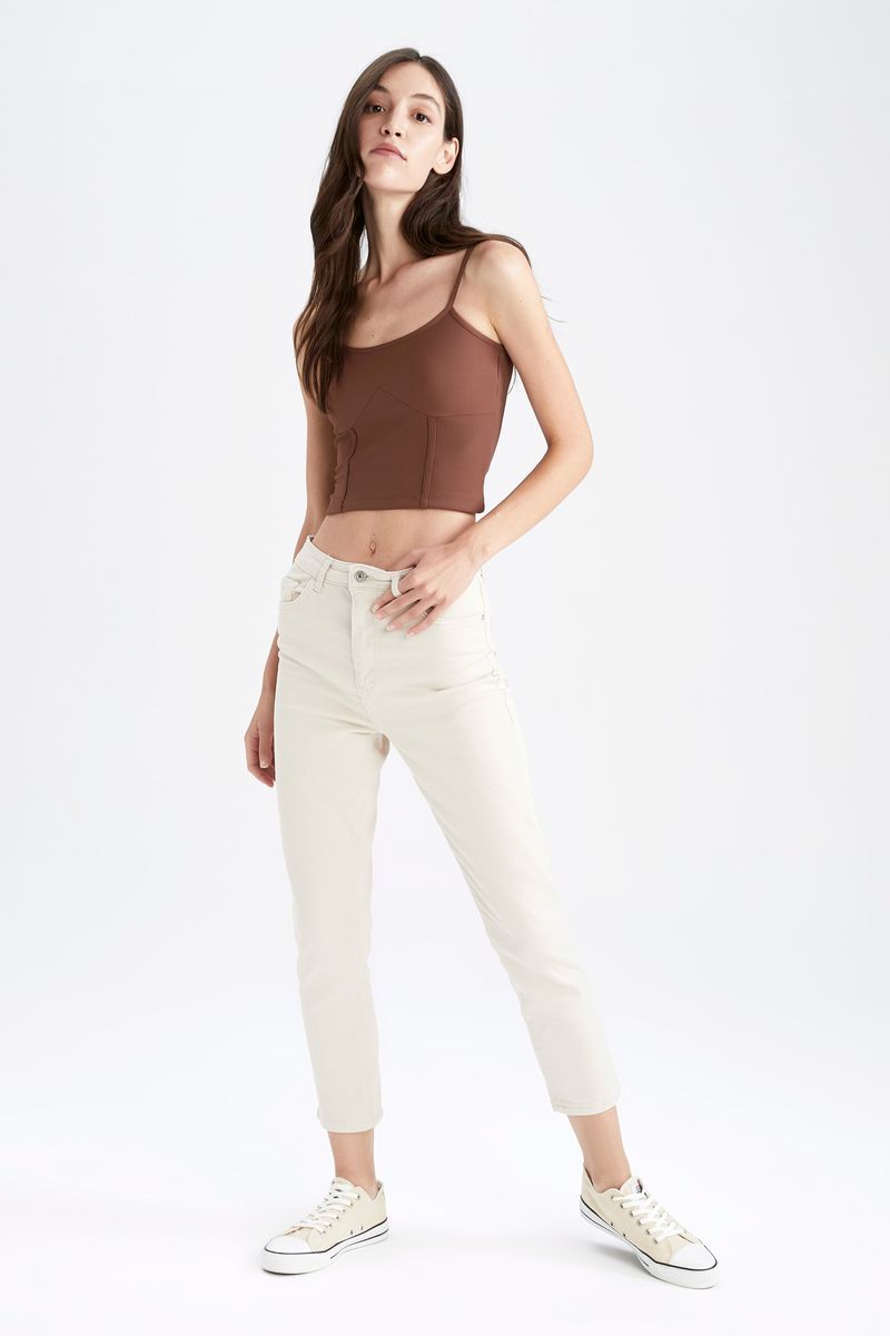 Woman Slim Fit V Neck Knitted Athlete - Brown