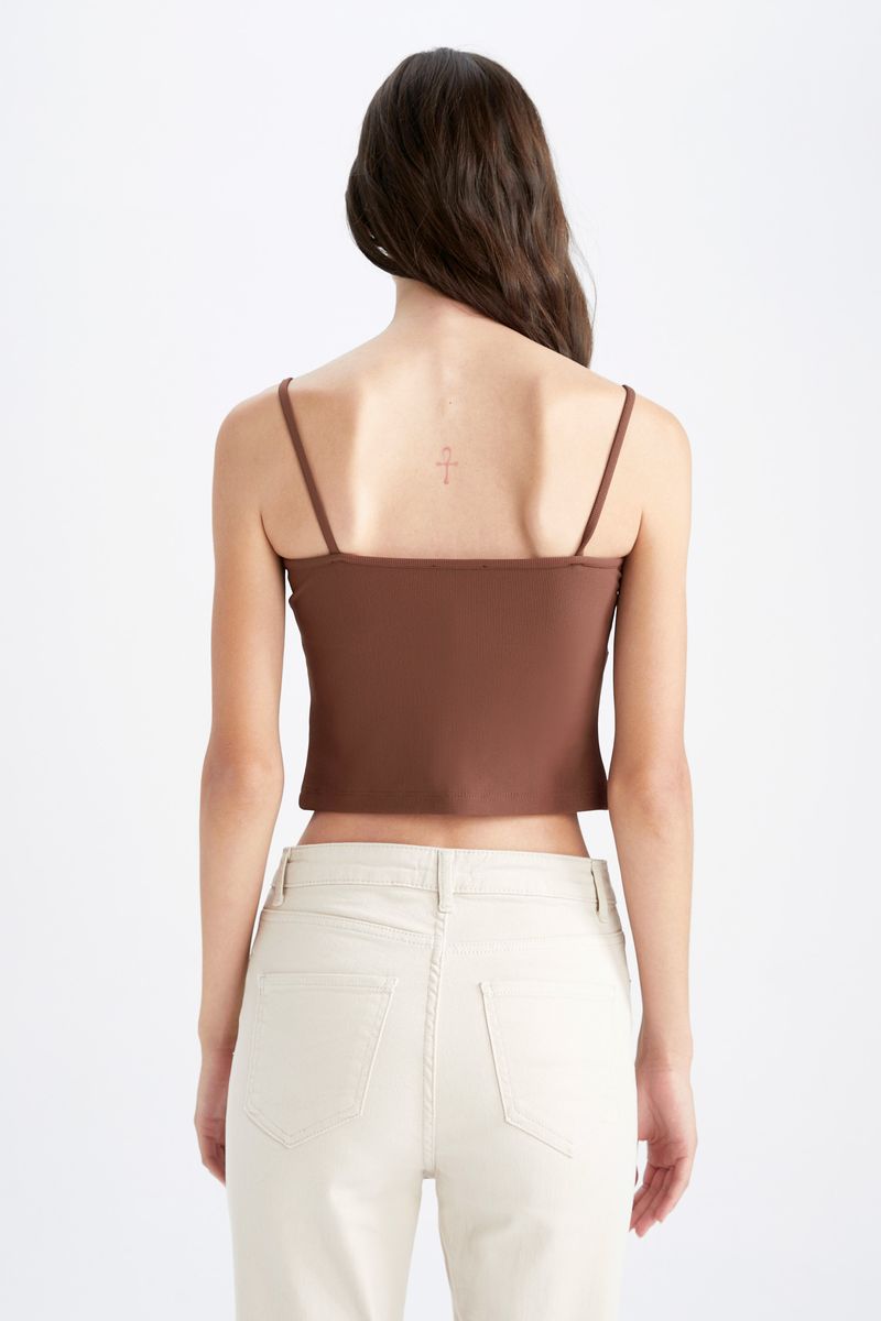 Woman Slim Fit V Neck Knitted Athlete - Brown