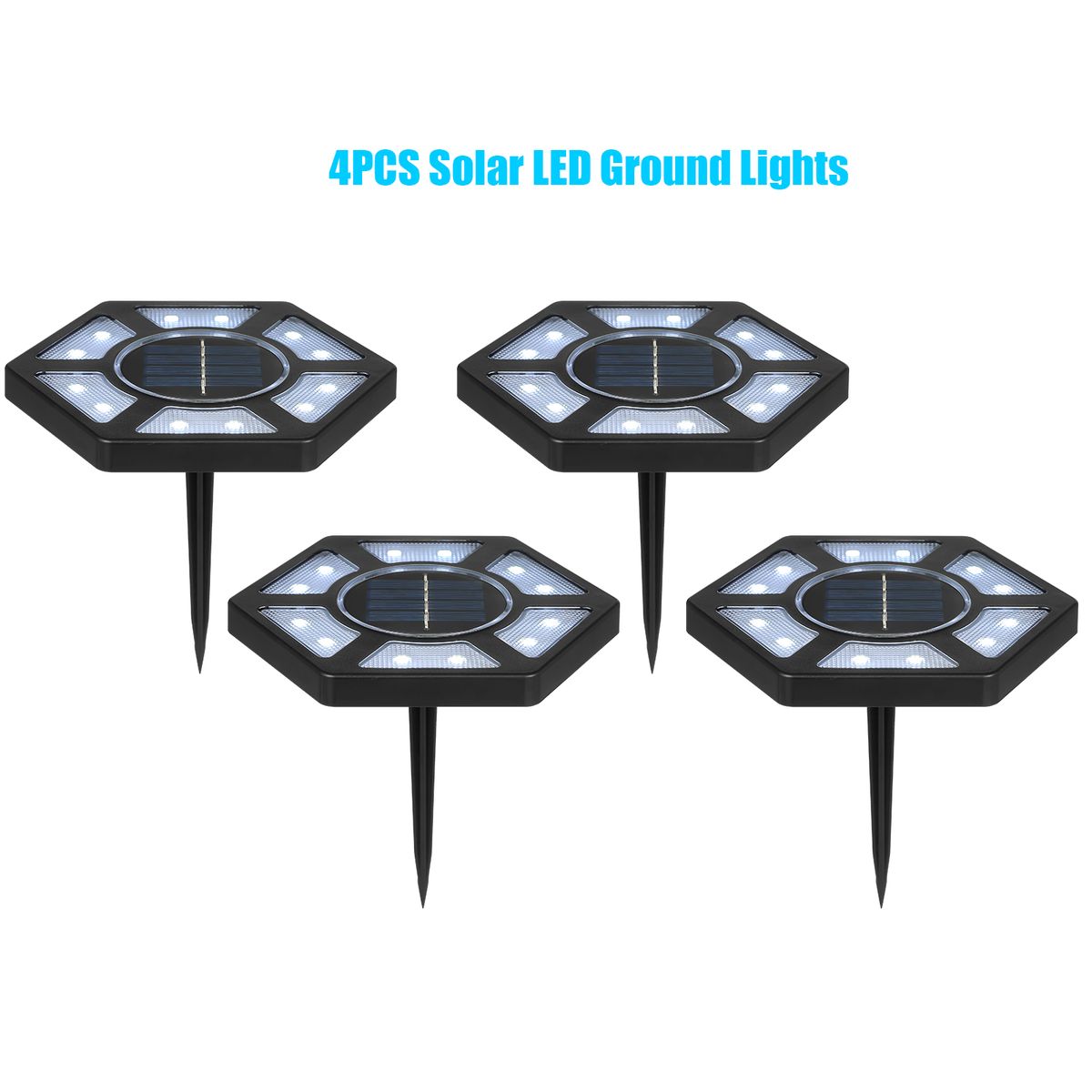 4PCS Ground Lights Landscape Lighting LED Solar Ground