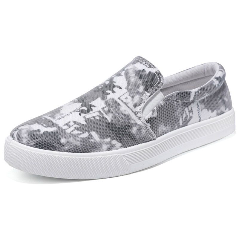 Casual Canvas Slip On Loafers Breathable Flat Shoes For Men