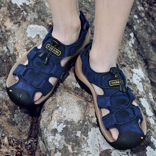 Men Sandals Handmade Leather Shoes Breathable Hiking Shoes Big Size