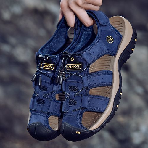 Men Sandals Handmade Leather Shoes Breathable Hiking Shoes Big Size