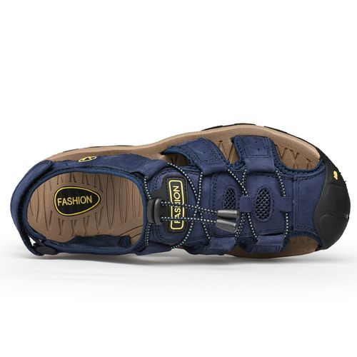 Men Sandals Handmade Leather Shoes Breathable Hiking Shoes Big Size