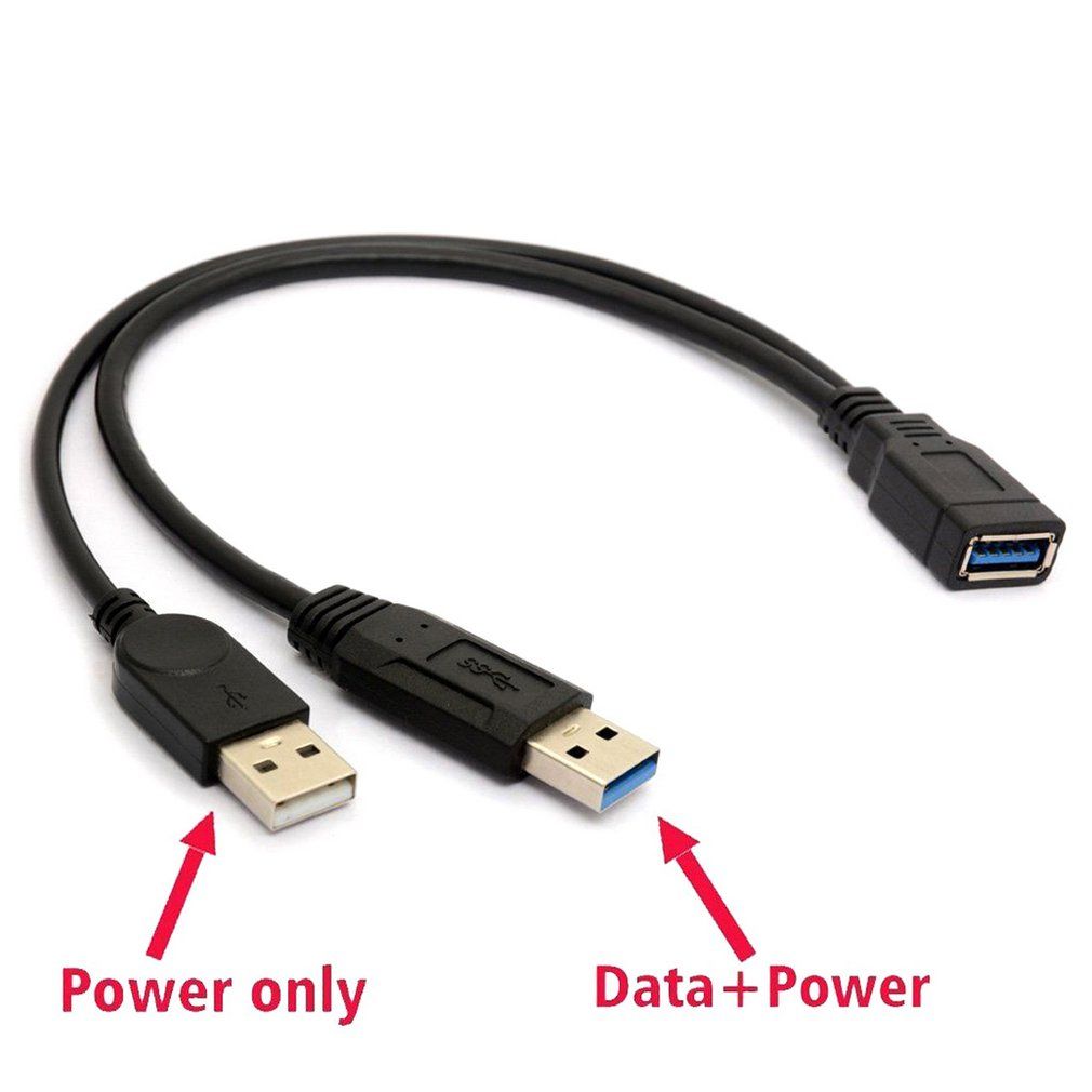 0.3MUSB 3.0 Female To Dual USB Male Extra Power Data Y Extension Splitter