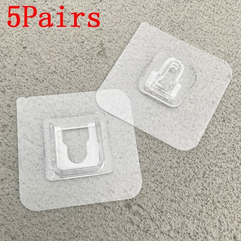 10PCS Transparent Stainless Steel Strong S Adhesive Hooks Key Storage Hanger for Kitchen Bathroom Door Wall Multi-Function