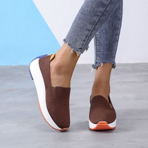 Ladies Fashion Loafers Platform Casual Loafers - Odinkat Brown