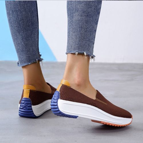 Ladies Fashion Loafers Platform Casual Loafers - Odinkat Brown