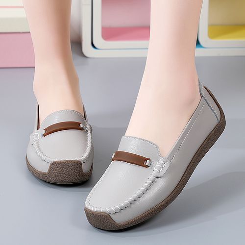 Women Hollow Loafers Lady  Flat  Shoes Anti-odor Moccasins Grey