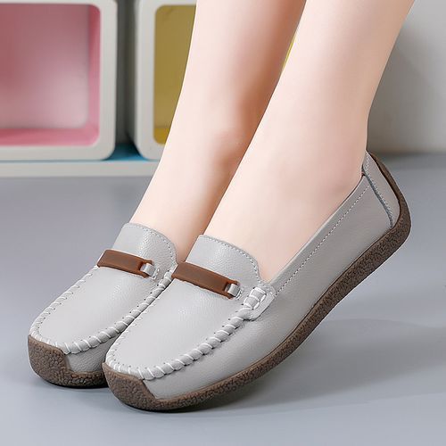 Women Hollow Loafers Lady  Flat  Shoes Anti-odor Moccasins Grey