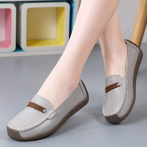 Women Hollow Loafers Lady  Flat  Shoes Anti-odor Moccasins Grey