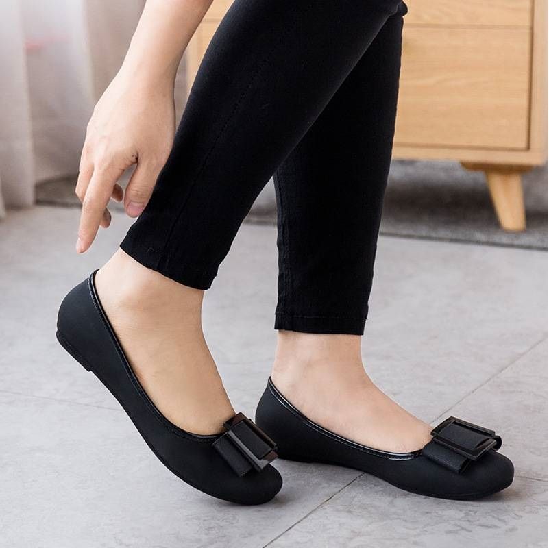 Women's Leather Penny Loafers Slip On Flats Office Ladies Casual Shoes - Black