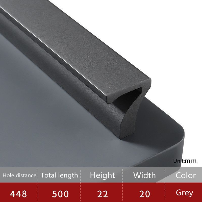 (Grey 448mm)KK&FING 1000mm Long Aluminium Black Furniture Wardrobe Cabinet Door Handles Kitchen Cupboard Drawer Knobs Long Handle Hardware