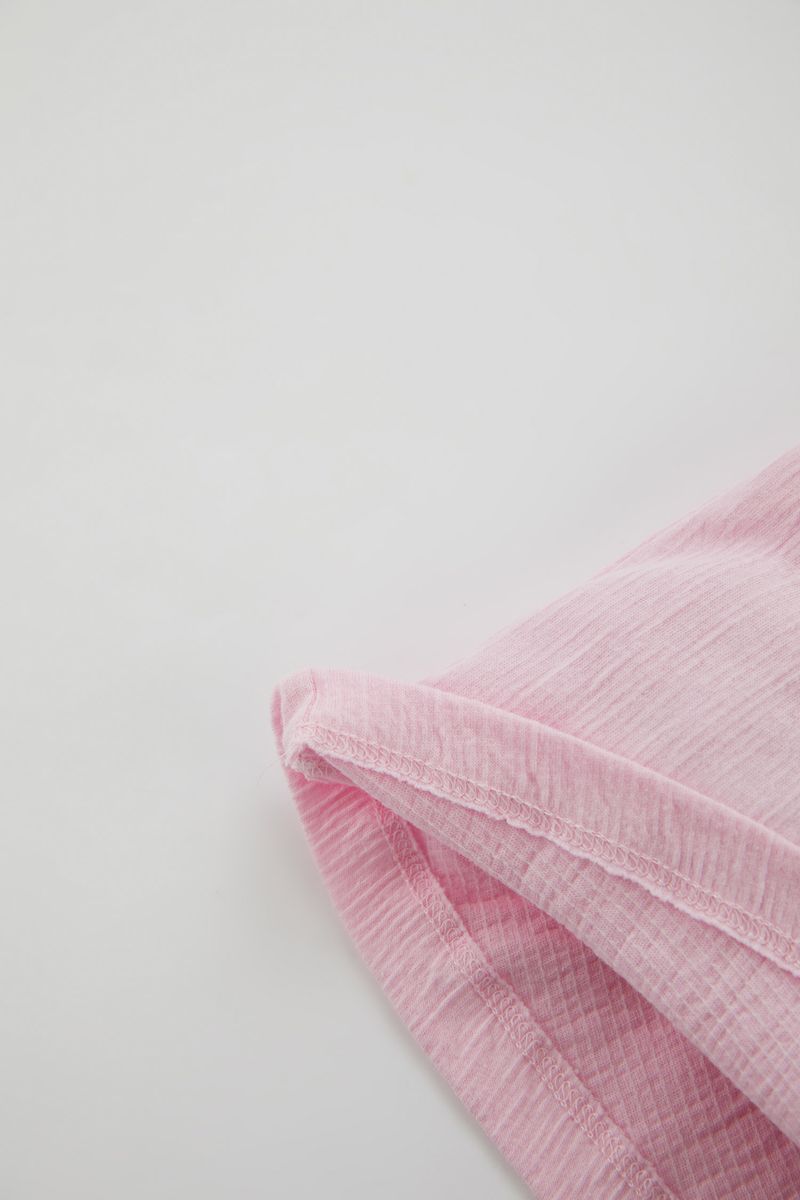 BabyGirl Casual Regular Fit Big Neck Knitted Short Sleeve Body - Pink