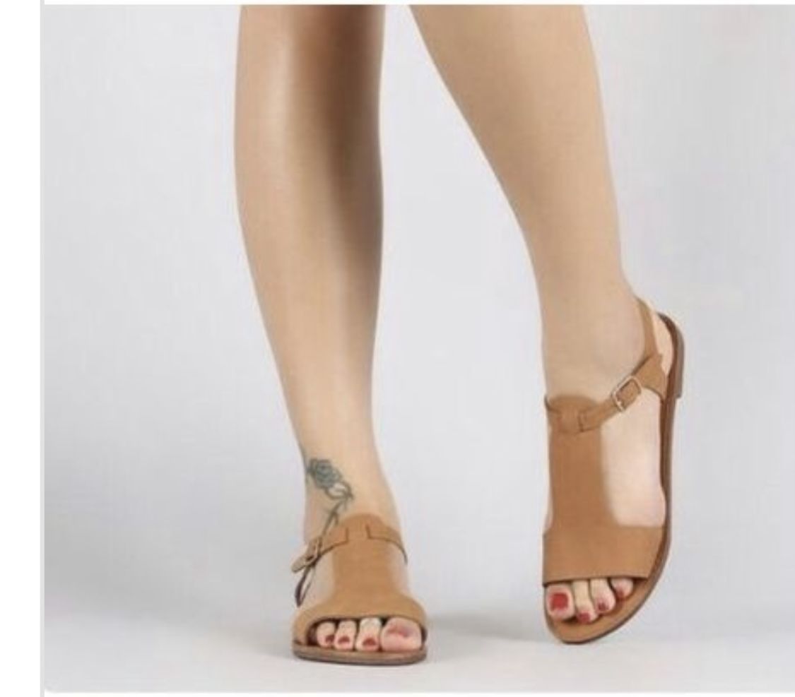 Casual Female Brown Leather Sandal