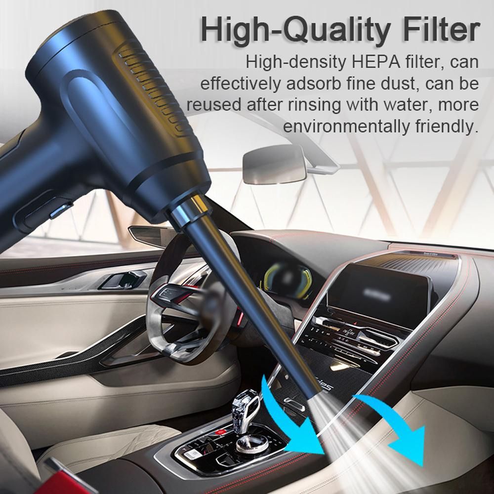 Car Cordless Vacuum Cleaner 2 in 1 Multifunctional Air Blower Handheld Dust Buster Inflator Pump Support Inflation/Suction/Blowing/Vacuum with Strong Motor for Home Office Car Cleaning