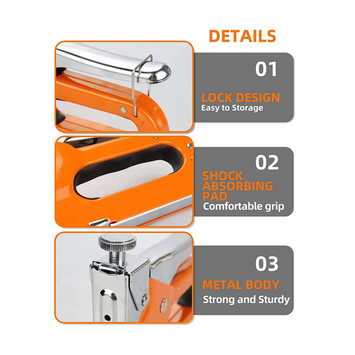 3-In-1 Stapler, with 600 Nails for Wood, Handicrafts, Carpentry, Decorative DIY