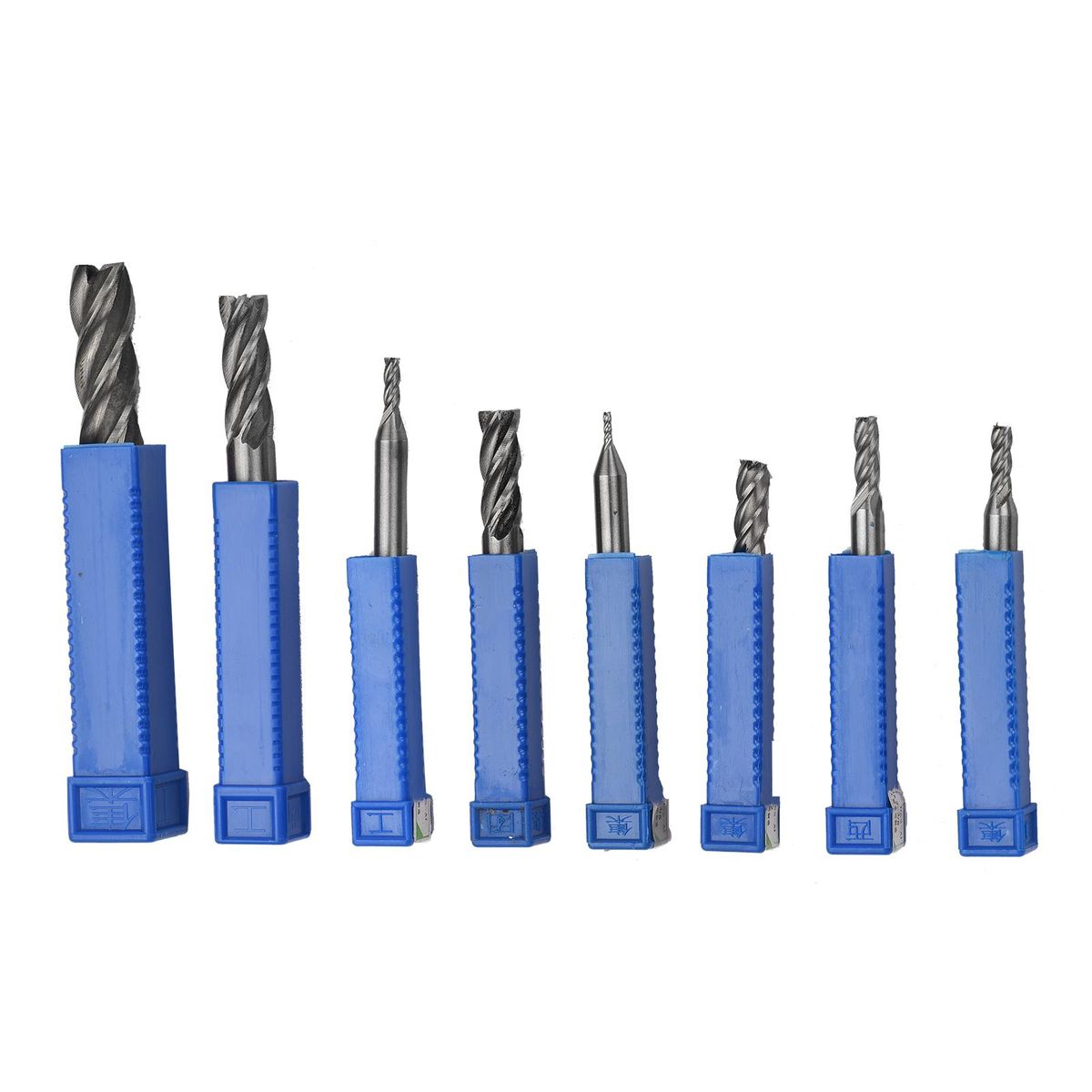8pcs Solid Milling End Cutter Drill Bits 1/16''-1/2'' 4 Flute High Speed Steel End Mill Set HSS Slot Tool Set HSS CNC Straight Shank Drill Bit Set