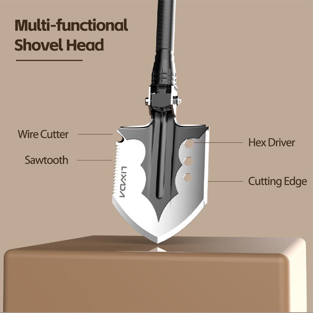 LIXADA Camping Shovel Folding Survival Shovel Multi-functional Multi-tool Outdoor Emergency Shovel