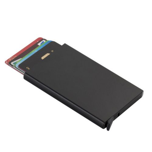 Stainless  Metal Atm Pop Up Credit Card Holder  -Black