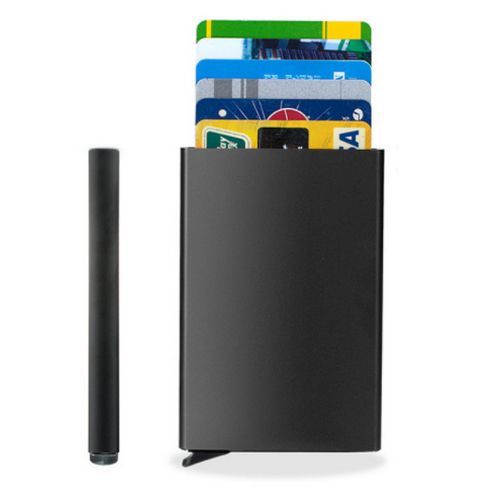Stainless  Metal Atm Pop Up Credit Card Holder  -Black
