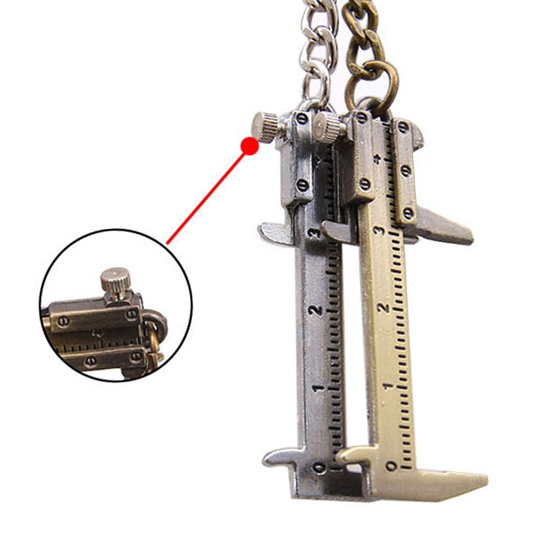 5 PCS Mini Vernier Caliper Keychain Key Rings(Silver)
