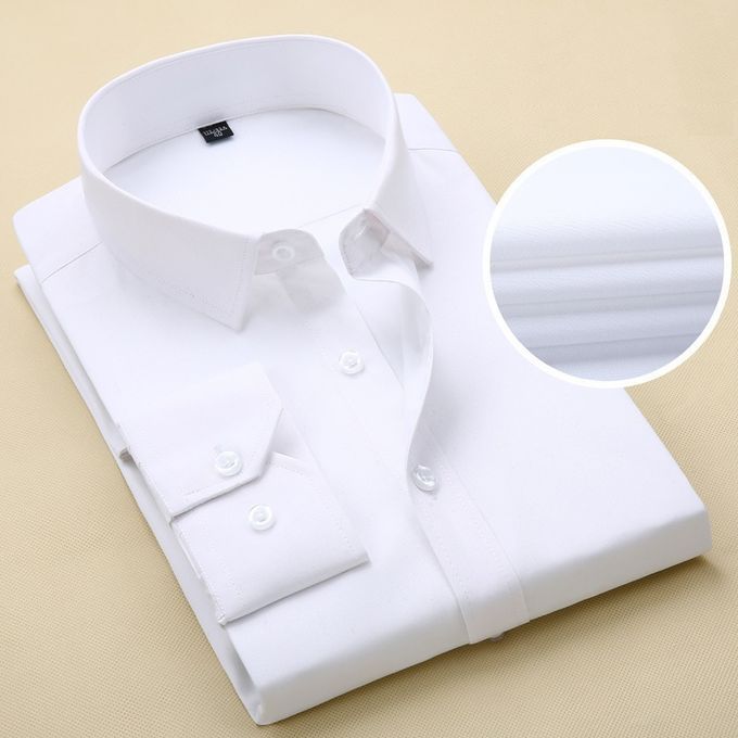 Men's Corporate Quality Formal Plain Long Sleeve White Shirt