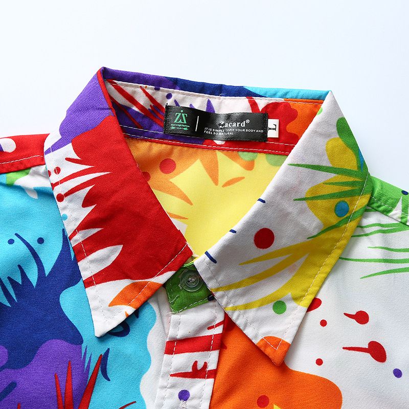 Mens Vintage Graffiti Patterned Shirts Short Sleeve Polo Official T-Shirts