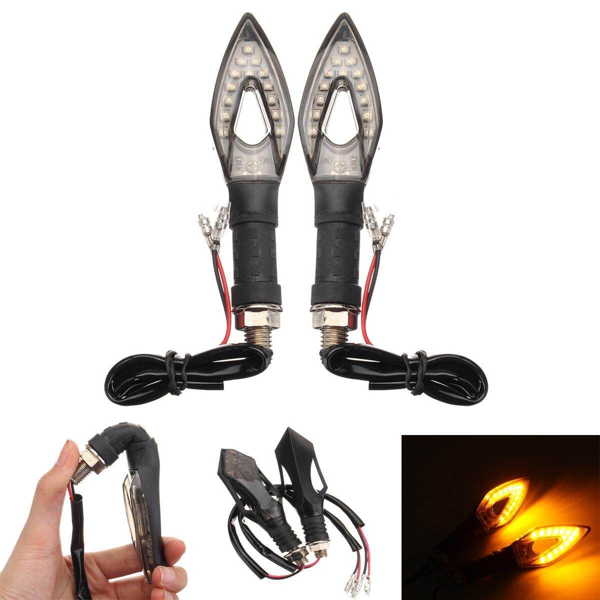 2x Flowing Motorcycle LED Turn Signal Indicator Blinker Amber Lights Lamps Blub