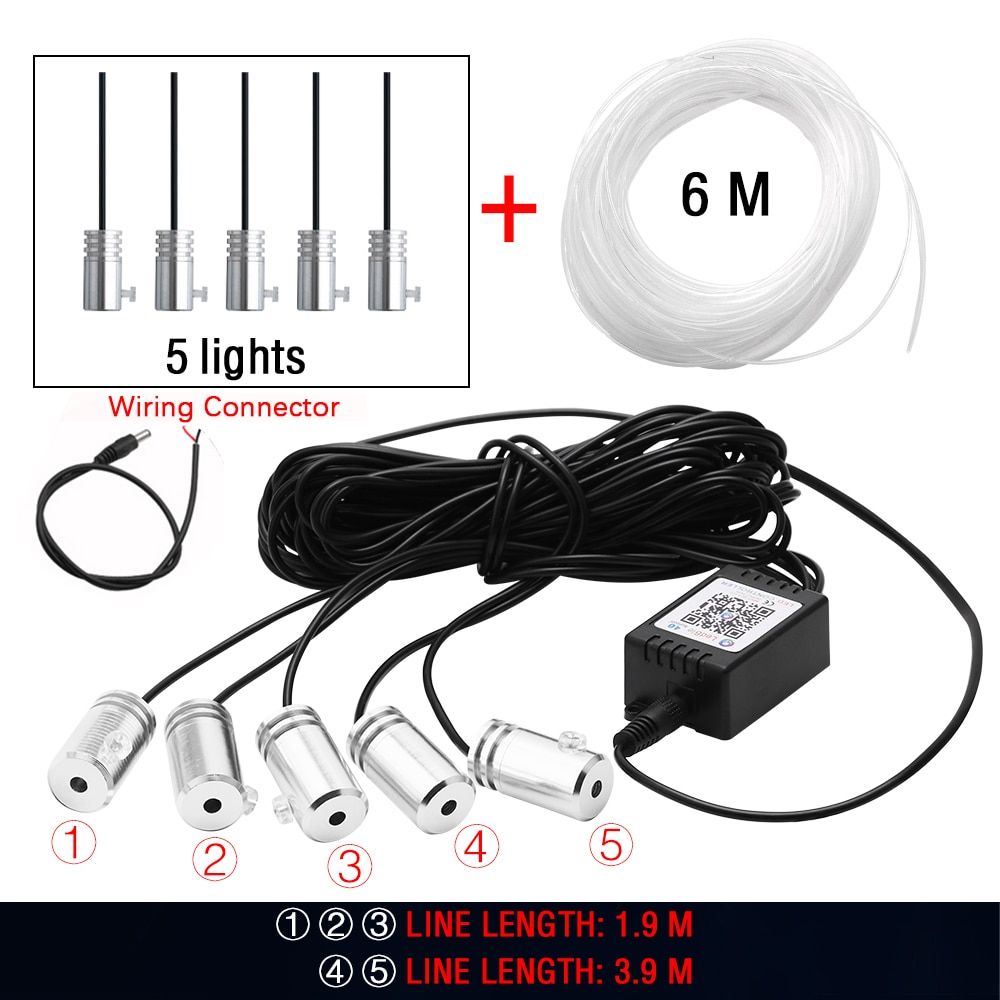 Bluetooth Music Auto Accessories Interior Decoration Ambient Cold Led RGB Dashboard Neon Light Strip For Car Wiring 5 In 1