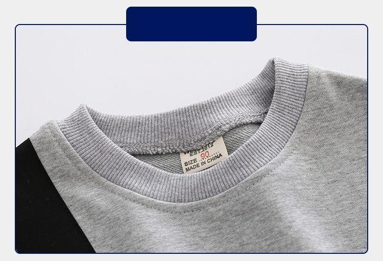 Cotton Fashion Pocket Kids Long Sleeve Boys Pullover Sweatshirts-Grey