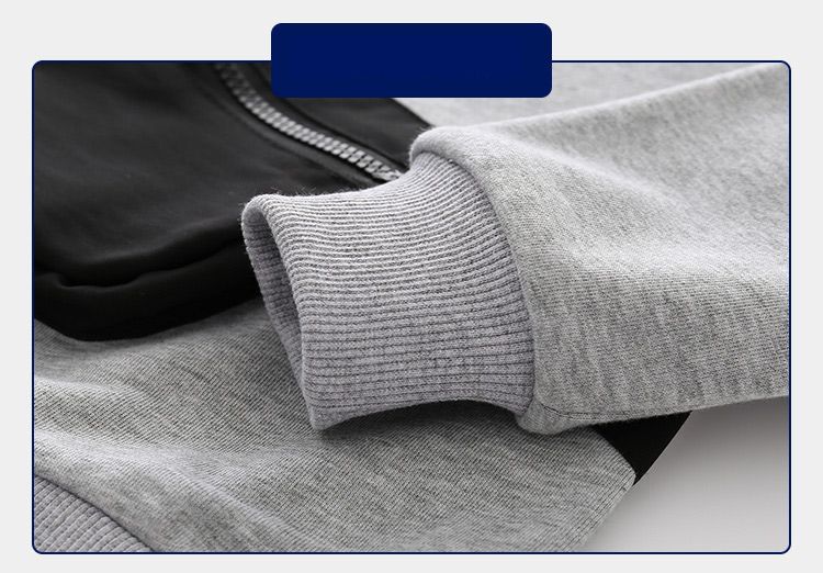 Cotton Fashion Pocket Kids Long Sleeve Boys Pullover Sweatshirts-Grey
