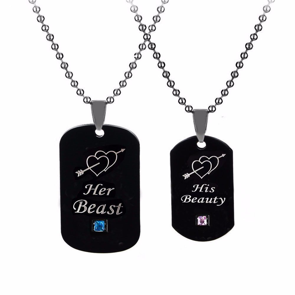 Her Beast His Beauty Couple Pendants Necklace Gift