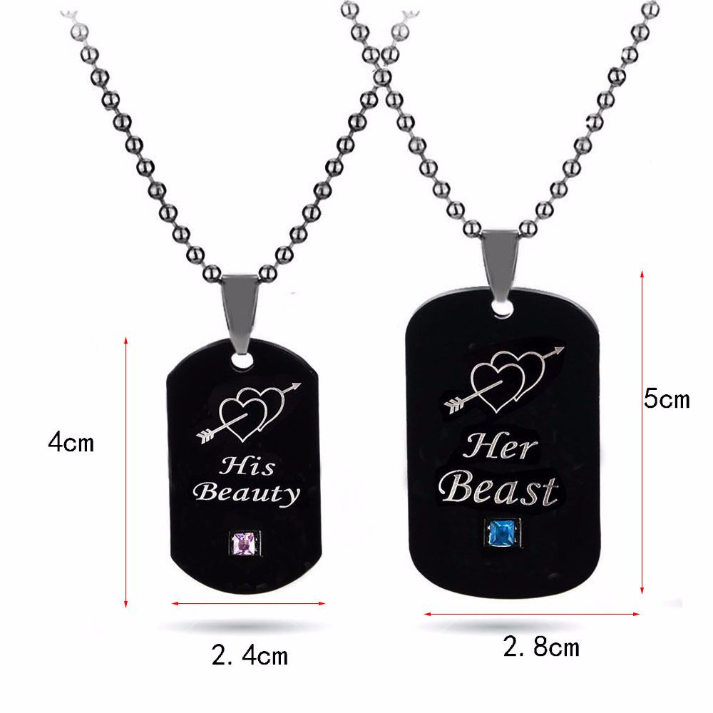 Her Beast His Beauty Couple Pendants Necklace Gift