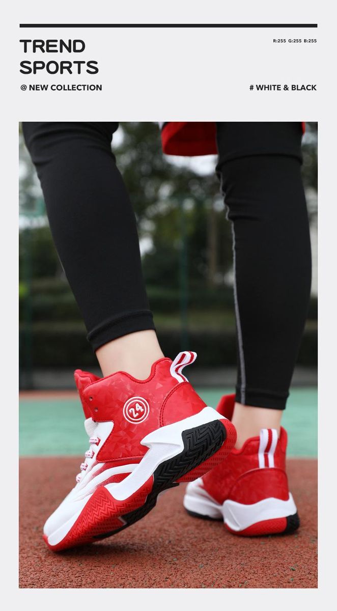 Boys basketball shoes leather sneakers basketball shoes White