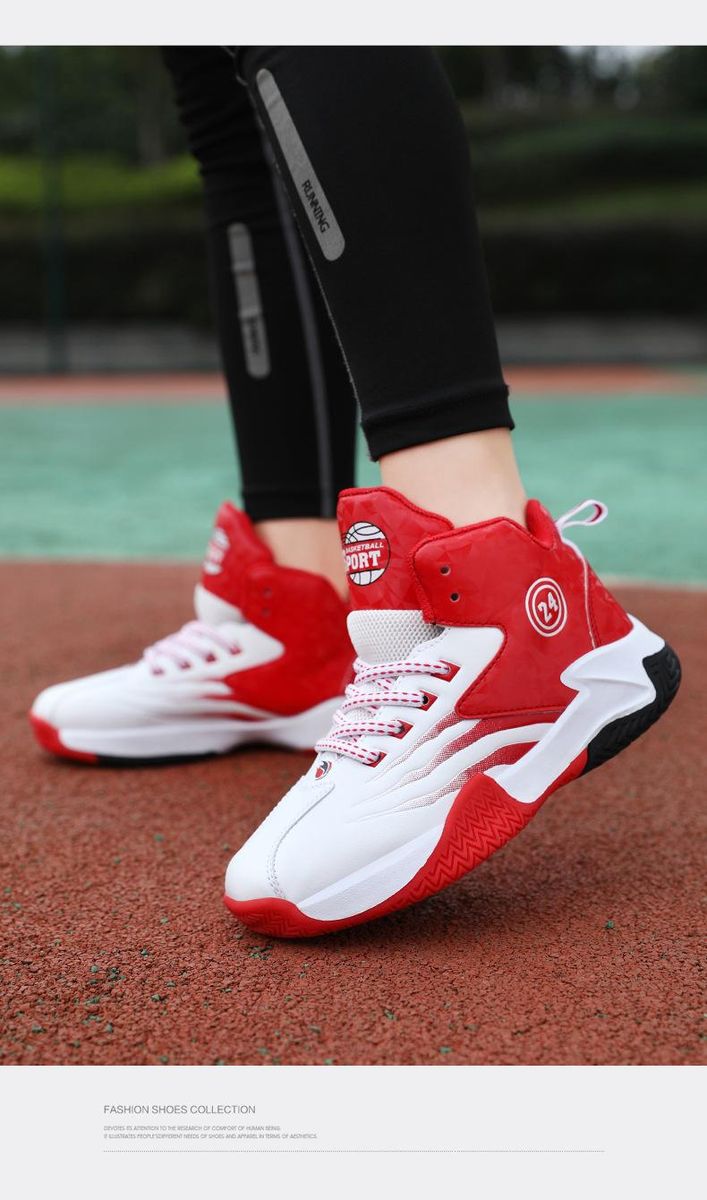 Boys basketball shoes leather sneakers basketball shoes White