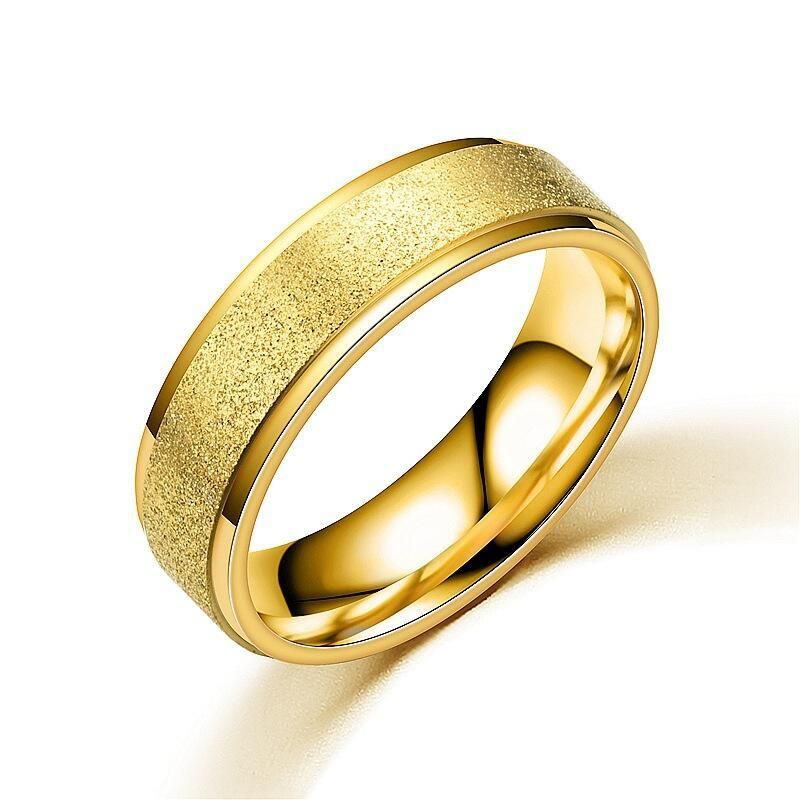 Frosted 6mm Stainless Steel Ring Titanium Steel Ring Gold Color Wedding Engagement Frosted Rings For Men Women