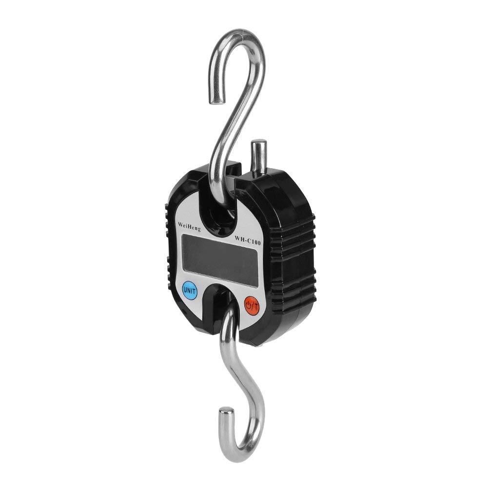 WeiHeng Digital Professional Portable Crane 150 KG LCD Digital Electronic Hook Crane Scale Cycle Weighing Balance Household Agricultural Factory Outdoor Hunting (Black)