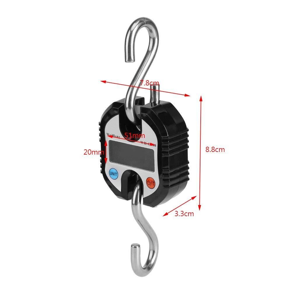 WeiHeng Digital Professional Portable Crane 150 KG LCD Digital Electronic Hook Crane Scale Cycle Weighing Balance Household Agricultural Factory Outdoor Hunting (Black)