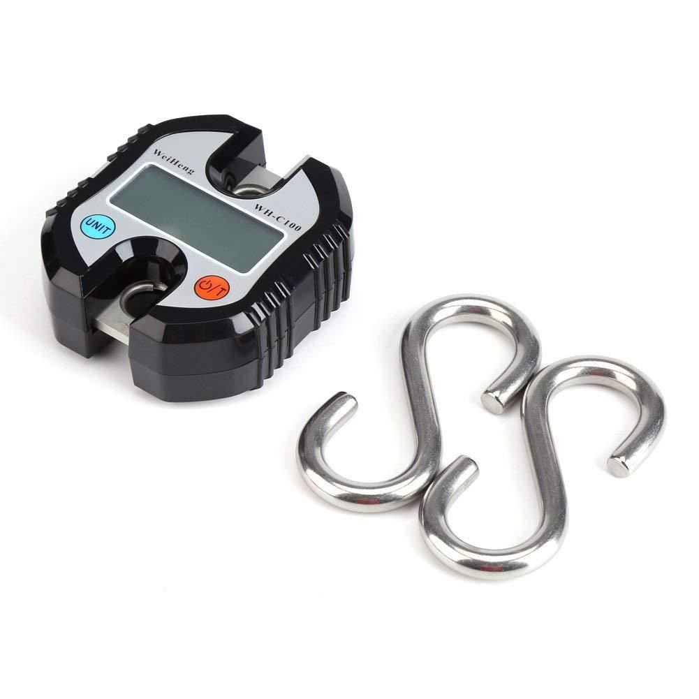 WeiHeng Digital Professional Portable Crane 150 KG LCD Digital Electronic Hook Crane Scale Cycle Weighing Balance Household Agricultural Factory Outdoor Hunting (Black)