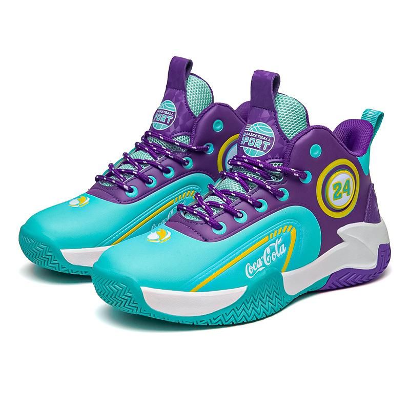 Boys basketball shoes leather waterproof basketball shoes Purple