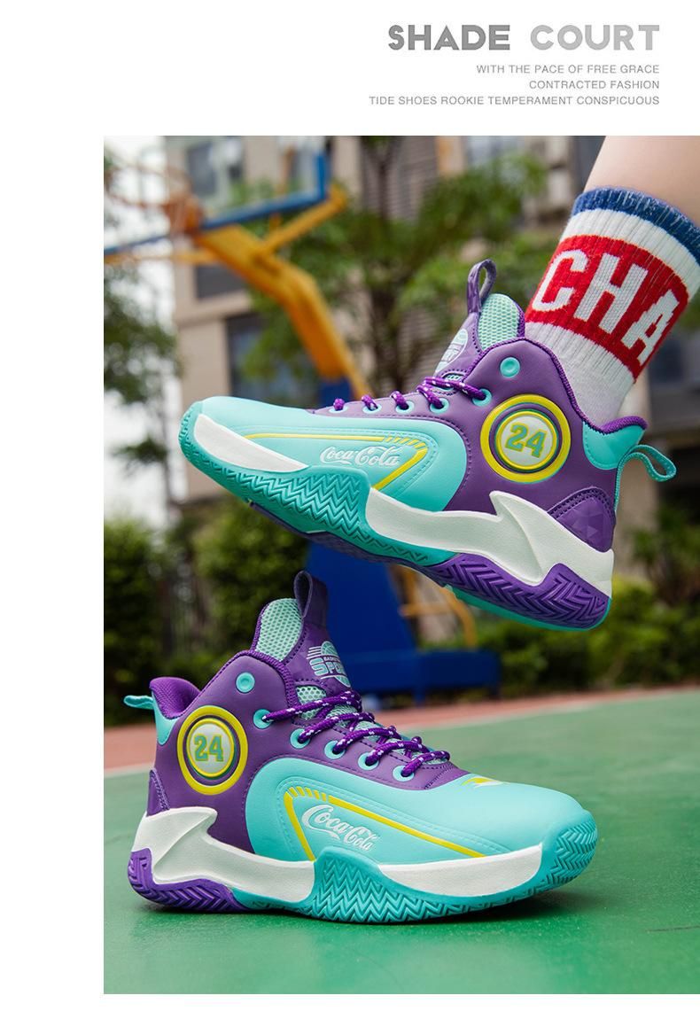 Boys basketball shoes leather waterproof basketball shoes Purple