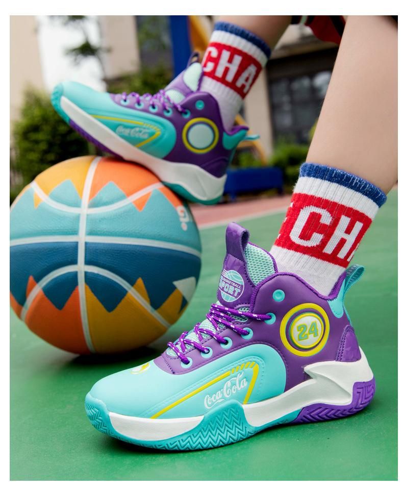 Boys basketball shoes leather waterproof basketball shoes Purple