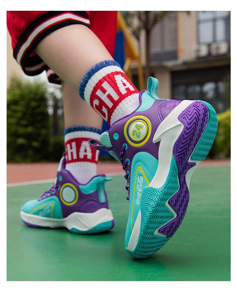 Boys basketball shoes leather waterproof basketball shoes Purple