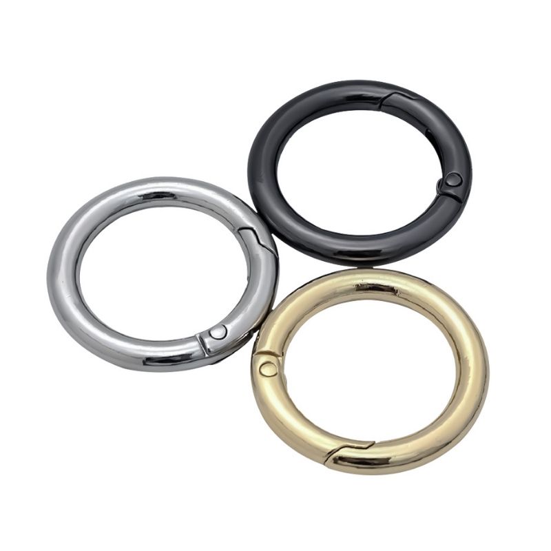 10pcs Zinc Alloy Spring Ring Keychain, Size:2 Inch Light Gold